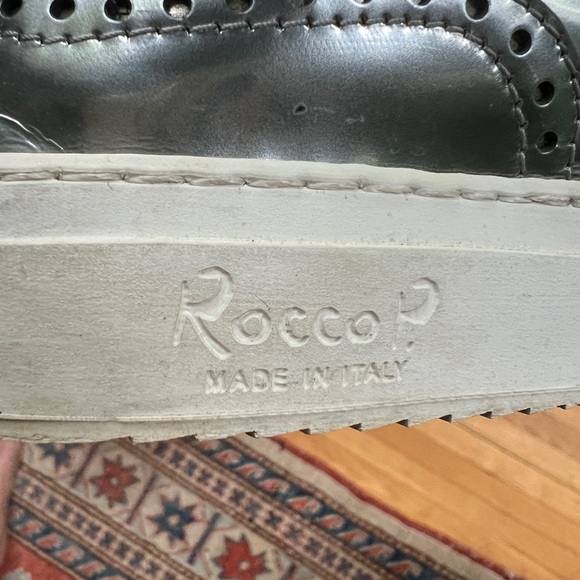 ROCCO P Italian leather silver brogue sneakers size 36 - Picture 5 of 5